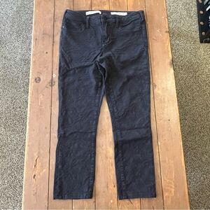 Pilcro and the Letterpress Serif black jacquard-textured skinny ankle pants